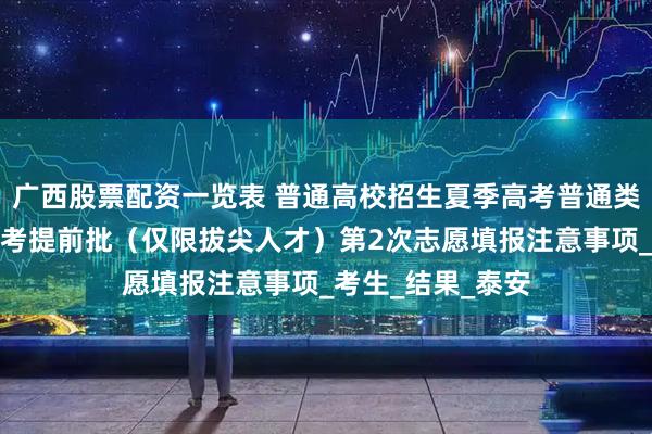 广西股票配资一览表 普通高校招生夏季高考普通类提前批和春季高考提前批（仅限拔尖人才）第2次志愿填报注意事项_考生_结果_泰安